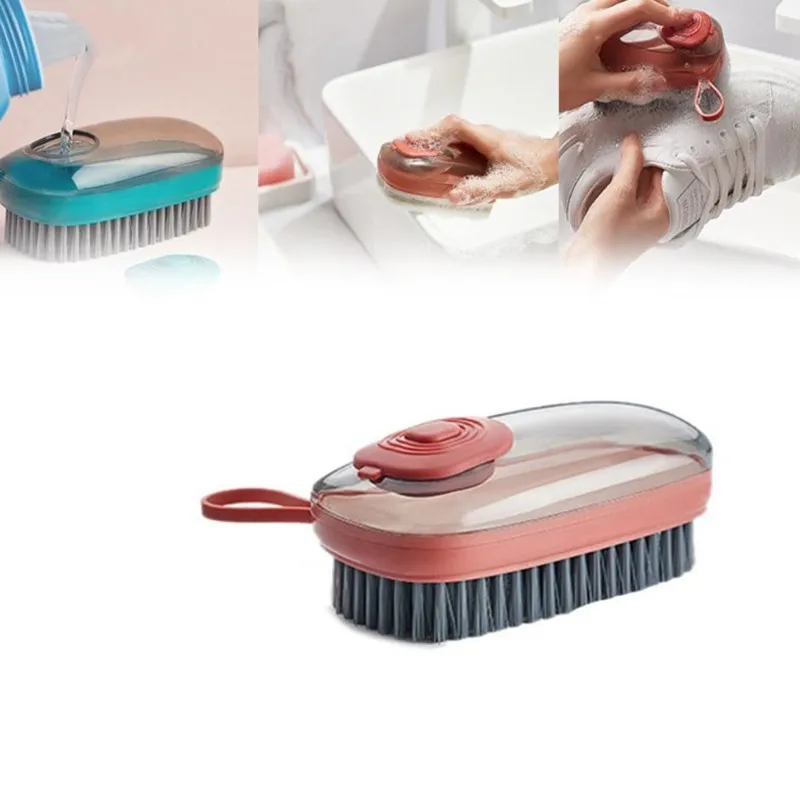 

Щетка для дозирования мыла 2-в-1, многофункциональная щетка для чистки с эффектом пуш-ап, бытовая многофункциональная щетка для чистки посуды