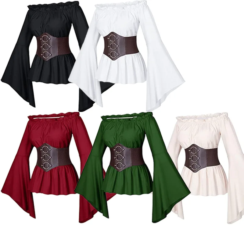 

Medieval Vintage Woman Pirate Shirt Cosplay Costumes Irish Festival Fashion Stage Performance Tops Holiday Party Clothes