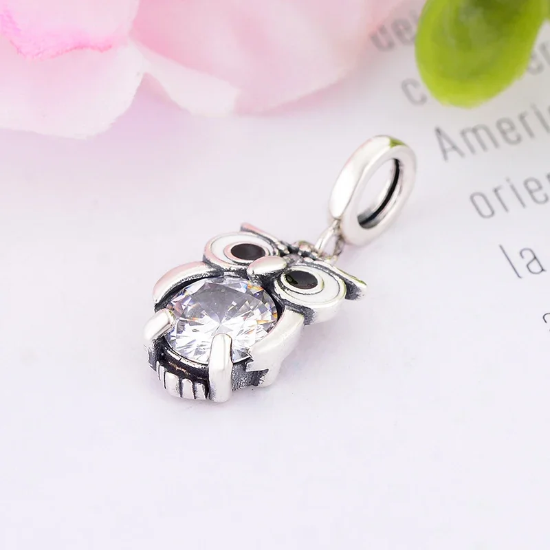 100% 925 Sterling Silver Charming Owl Pendants Beads fits Original Pan Charms Bracelet Bangle DIY Animal Jewelry Buho 2