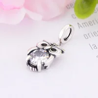 100% 925 Sterling Silver Charming Owl Pendants Beads fits Original Pan Charms Bracelet Bangle DIY Animal Jewelry Buho 2