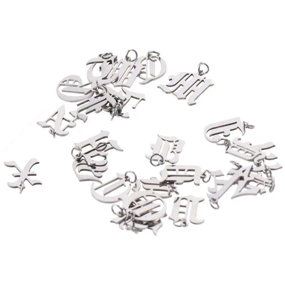 

stainless steel Metal Letter Pendants silver Letter Pendants Alphabet Letter Charms Stainless Steel Handmade Crafts Lovers