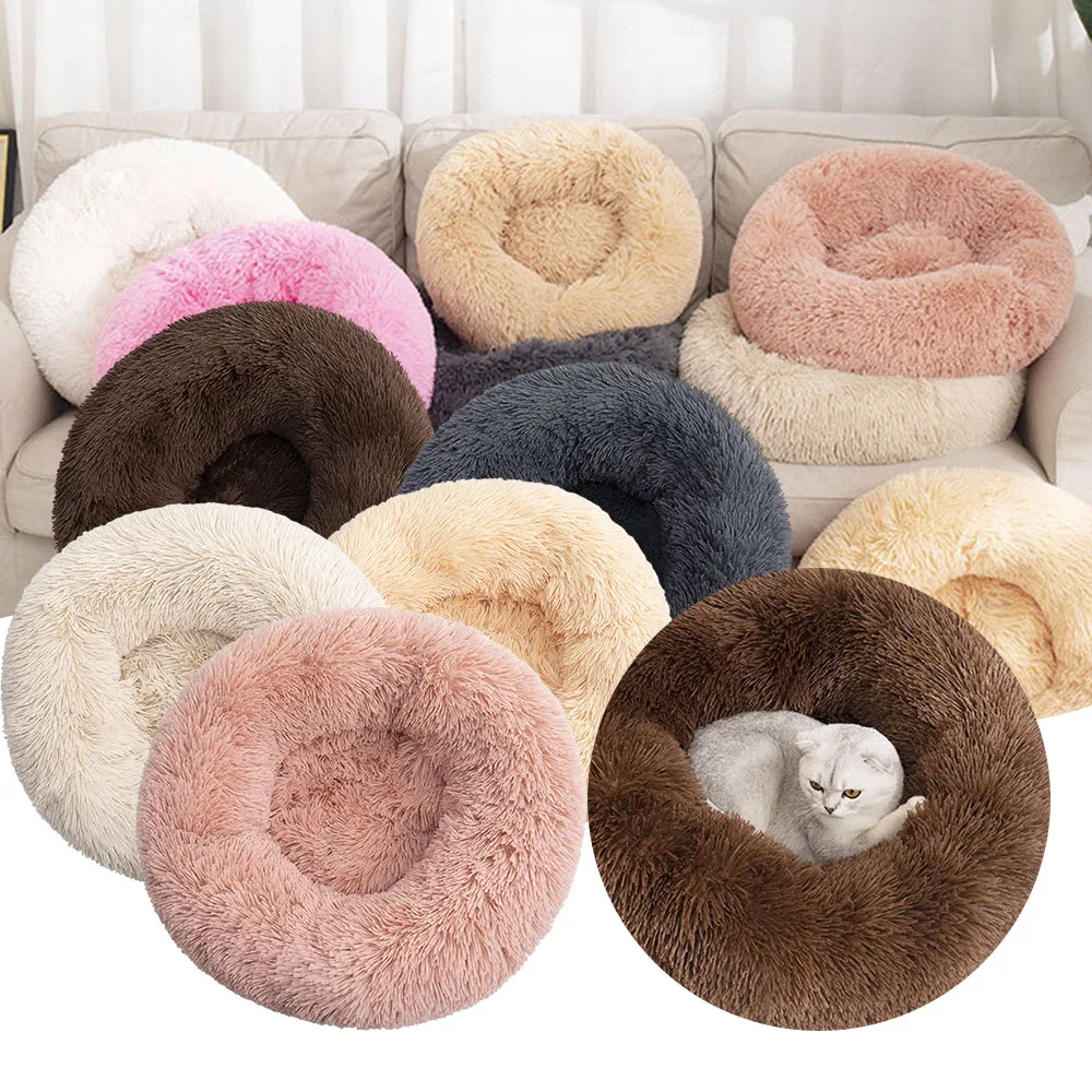 

Fluffy Round Pet Beds For Dogs Cat Washable Anti Anxiety Cuddler Pet Nests For Dogs Cat Puppies