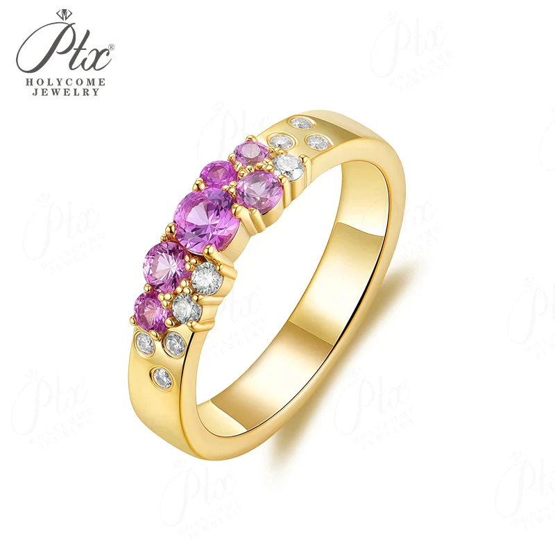 14K Ring Blütenknospenform Rosa Saphir 10K 925 Sterling Silber Ehering ​ Schmuck für Frauen, Geschenke, süßer Stil, romantischer Charme – Detail 12