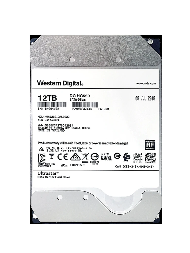 NAS HDD DC HC520 12TB Enterprise Class Helium Disk 12TB Desktop Computer 7200 to 256M High-Speed 12T Monitoring Hard Disk