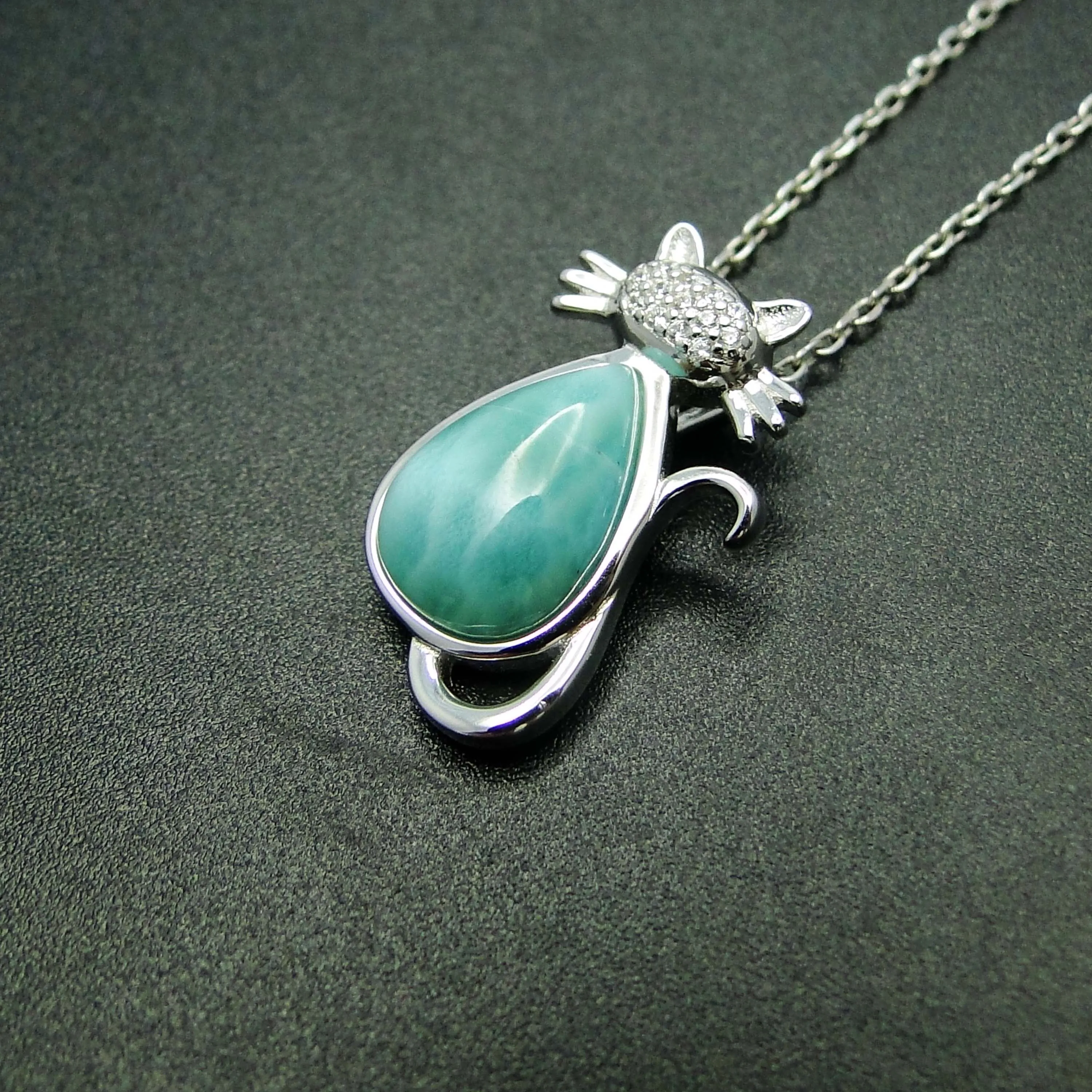 9x13mm Pearl Natural Larimar Pendant 925 Sterling Silver Women Teardrop Pendant Necklace Charm Fine Jewelry For Gift