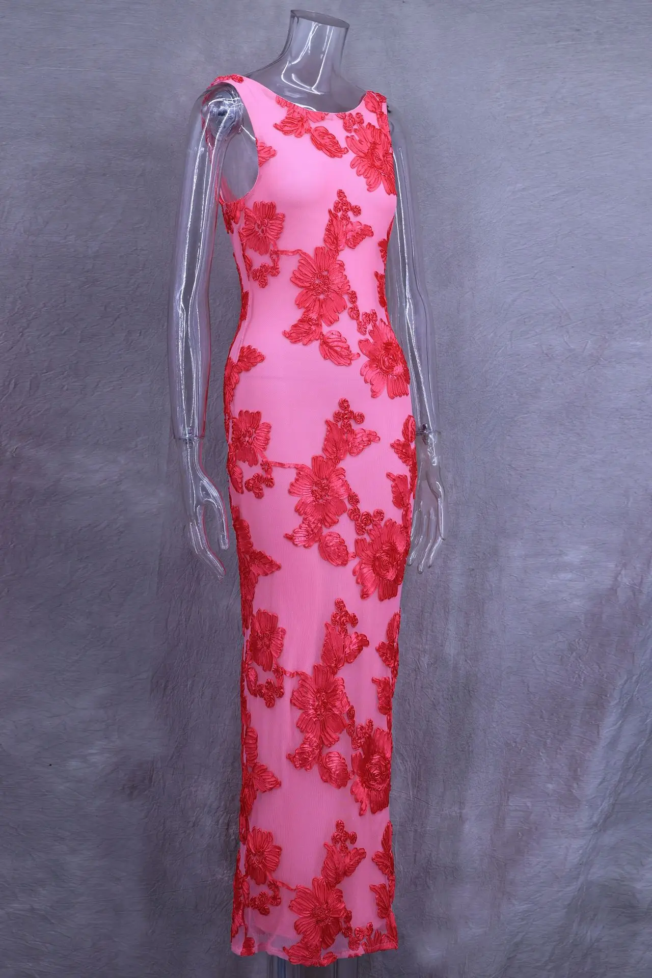Autumn Printed Female Long Dress Patchwork Sleeveless Slim Elegant Party Dress Contrast Beach Clothes Women's Dress