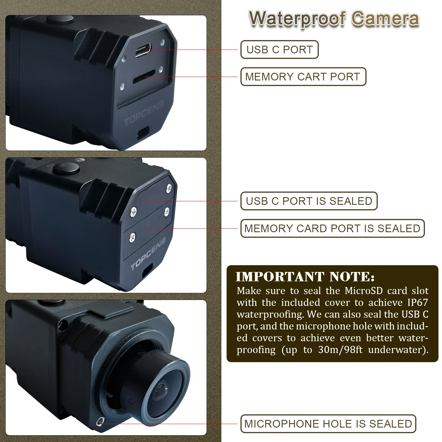 Caméra Action SLL1 1080p 100fps IP67 Étanche 30m Grand Angle 150°
