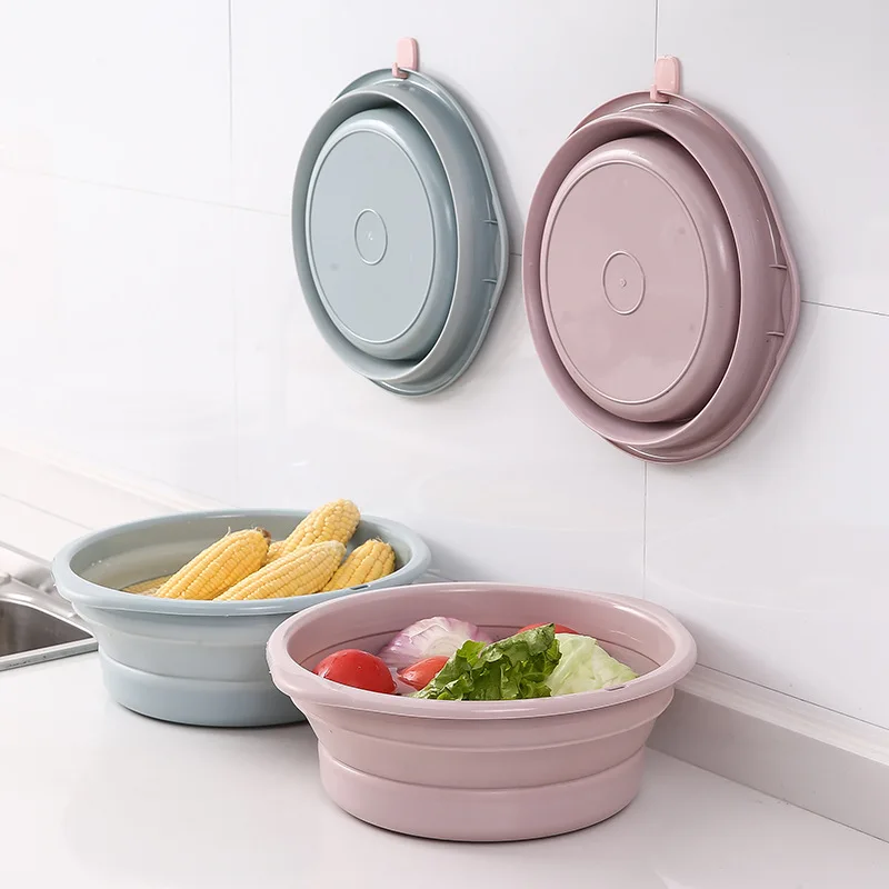 Folding Wash Basin WIKHOSTAR Portable Collapsible Wash Basin Folding Bucket Laundry Tub Bathroom Accessories