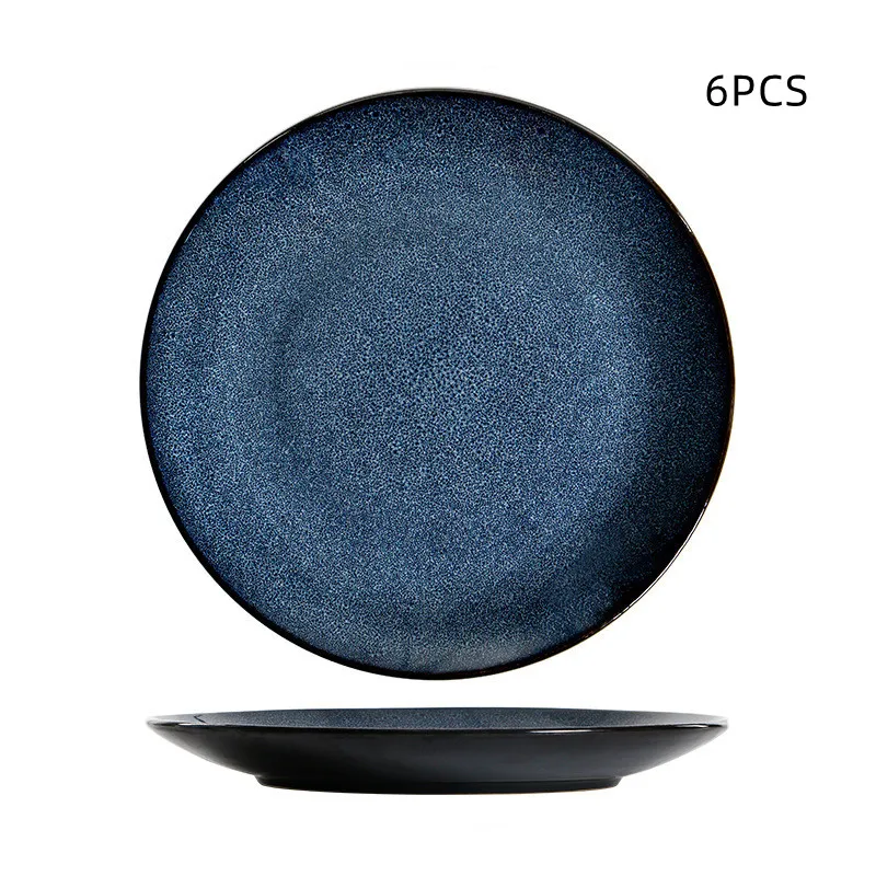 Nordic Creative Ceramic Blue Flat Plate Salad Deep Dish Western Food Plate Fashion Household Tableware Dish for Kitchen