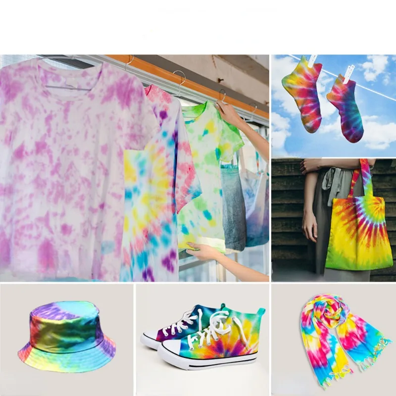Tie Dye Pigments Kit for Cotton and Linen Garments Multi Colour Dyes