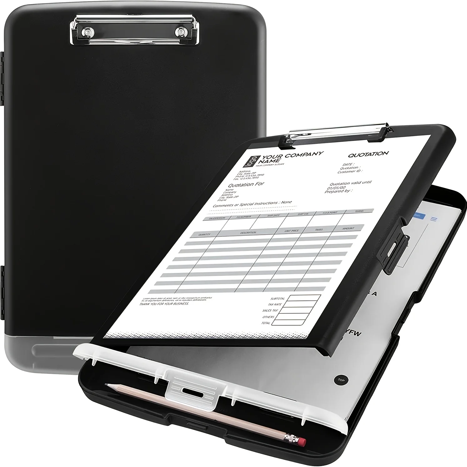 1pc XP010 Large A4 Waterproof File Box with Pen Slot, Desktop Plastic Document Holder and Writing Board Organizer