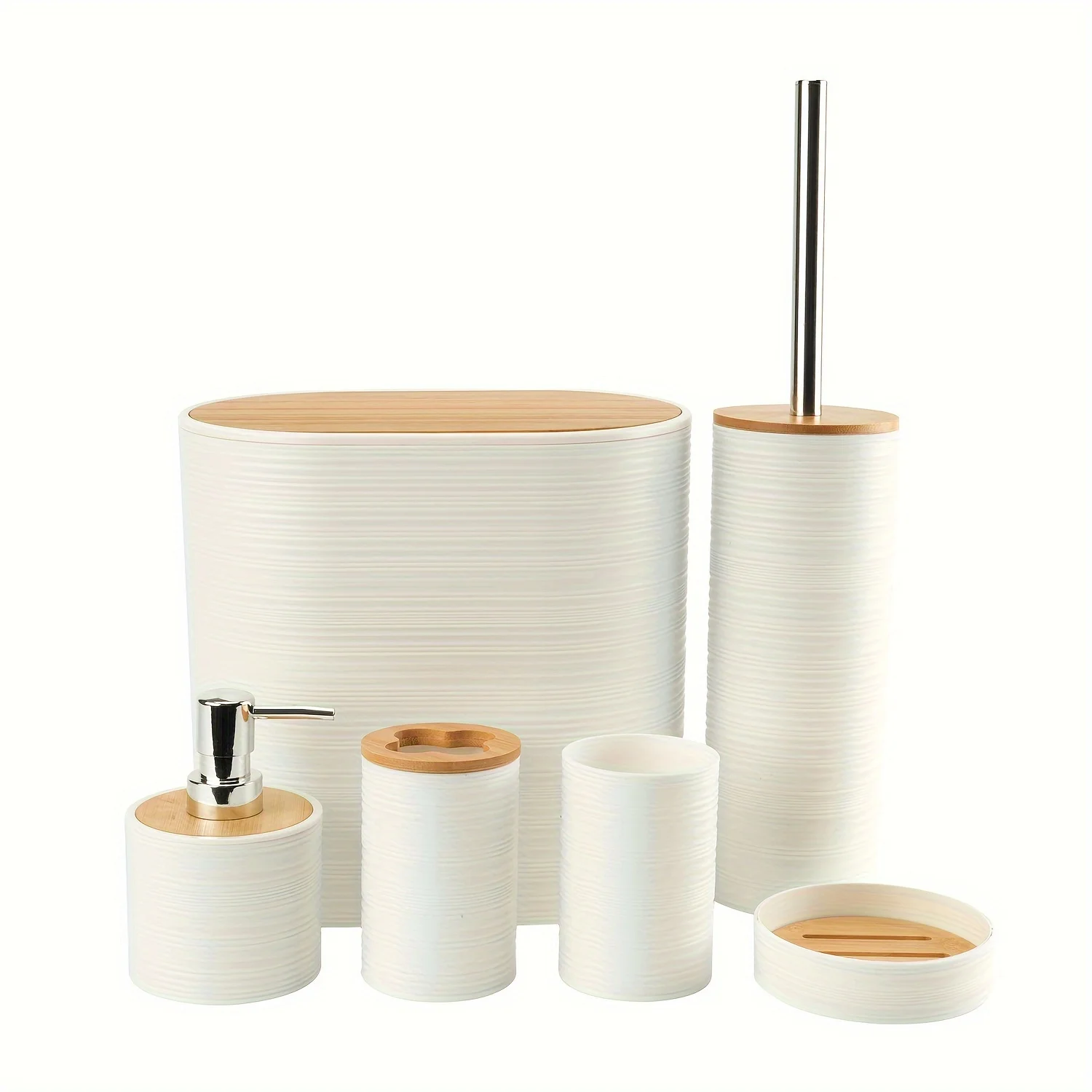 6 Piece Wave Design Bathroom Accessory Set For Modern Countertops_voghion.com