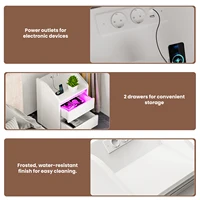 Прикроватная тумбочка со светодиодной подсветкой, прикроватная тумбочка с зарядной станцией и 2 ящиками для хранения, прикроватная тумбочка со светодиодной подсветкой для спальни — изображение 6