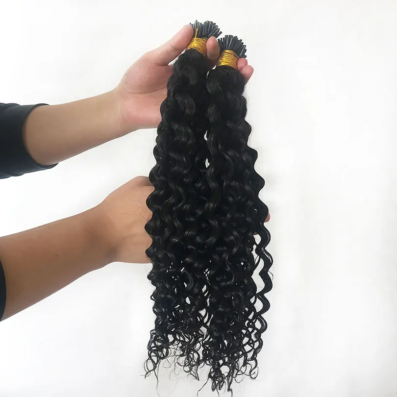 Curly I Tip Hair Micro Bead Human Hair Extensions Natural Black 100g/pack  Microlink Hair Bundles With Silicone Beads - Hair Weaving - AliExpress