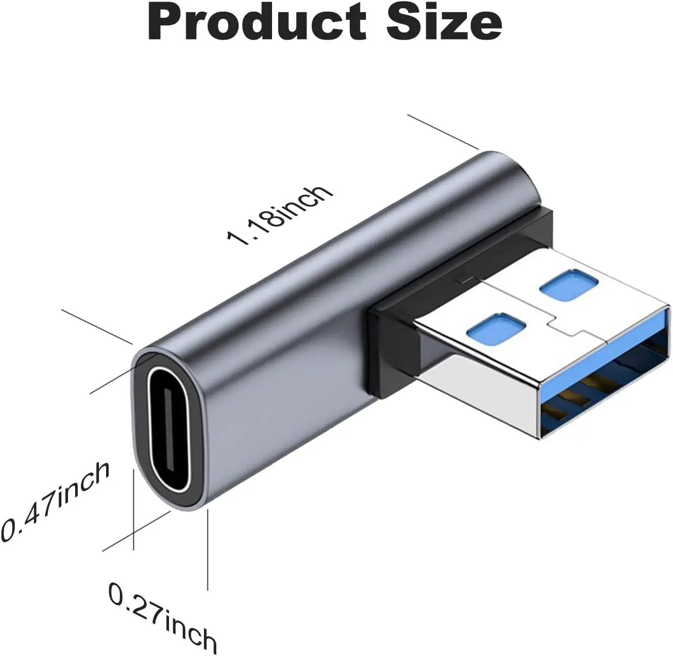 아이폰 애플 아이워치 워치용 USB C 암-USB 수 어댑터, 왼쪽 및 오른쪽 각도 C 타입-USB A 충전기 변환기