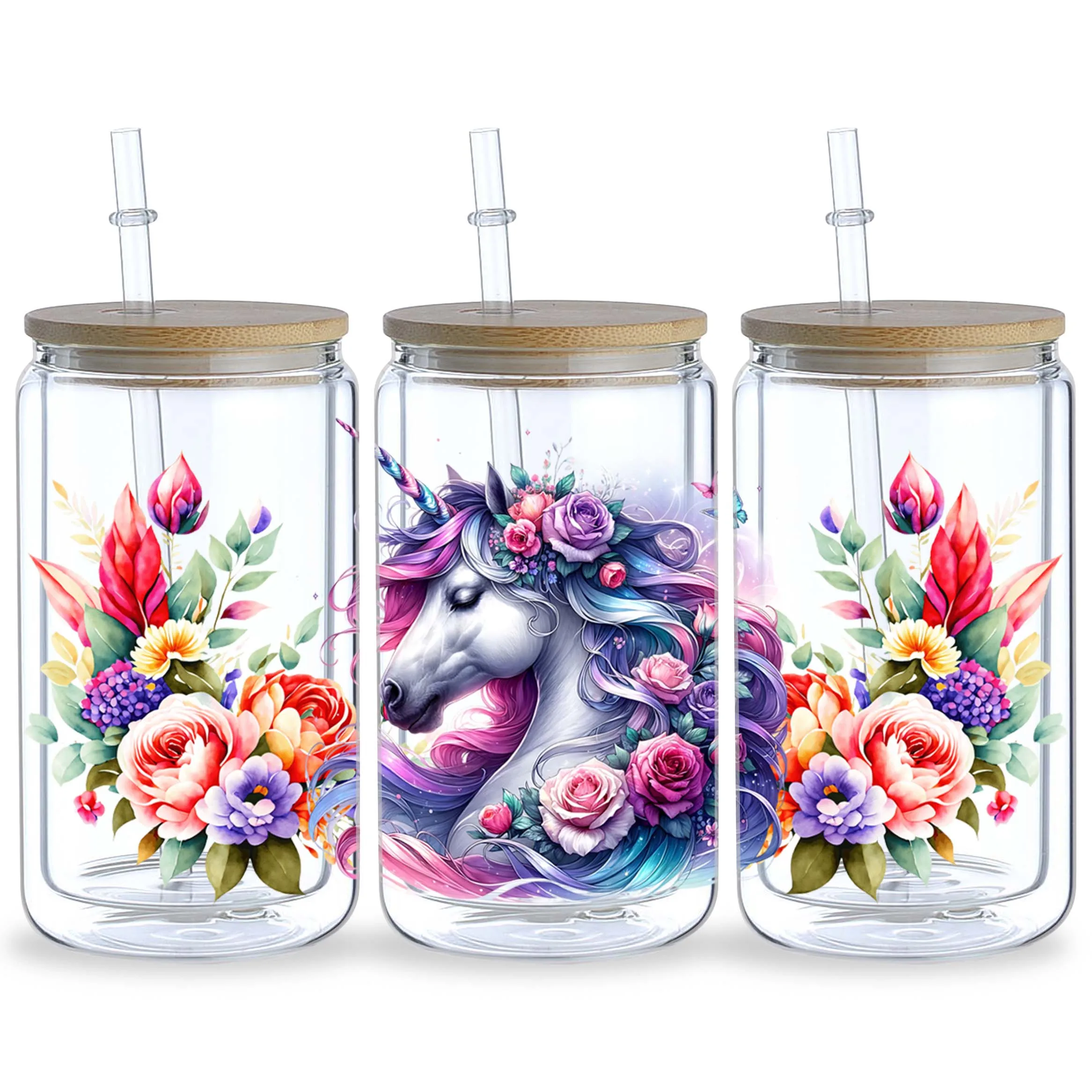 5 Sheets Of Unicorn UV DTF Transfer Stickers Mug Waterproof Stickers Suitable for DIY Crafts For 16 oz glass uv dtf wrap transfer