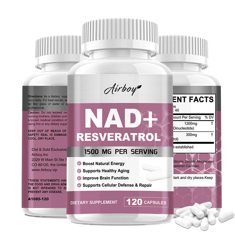 NAD+ Resveratrol Supplements Natural Energy Anti-aging Cellular Health Strengthens Immune System