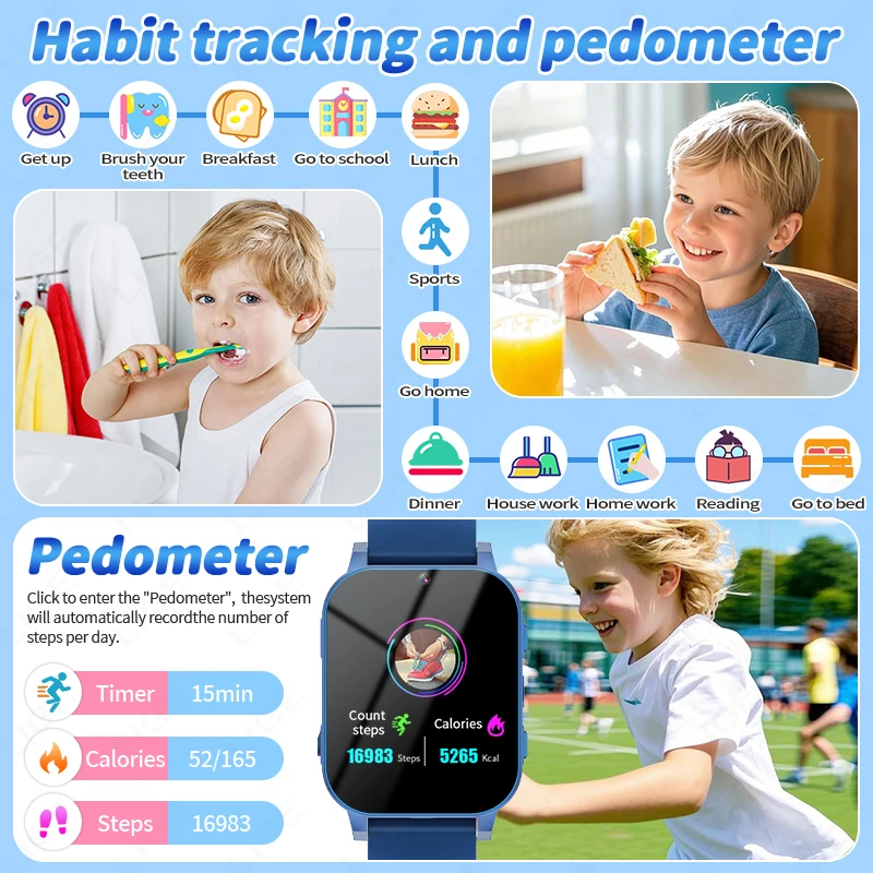 Smart Watch for Kids Puzzle Games HD Touch Screen Camera Music Player Pedometer Alarm Clock Calculator Flashlight Kids Watches