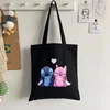 Cute Disney Lilo  Stitch Women's Tote Bag Canvas High Capacity Soft Shoulder Bag Women's Handbag Casual Comunting Shopping Bags 5