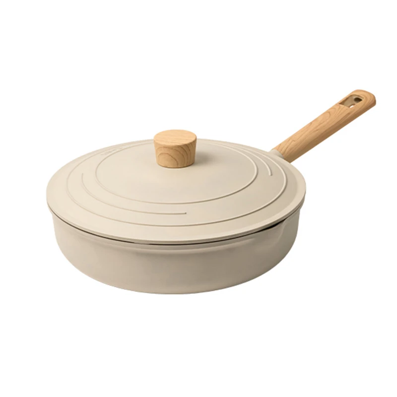 Big Wok High Quality Party Glass Cover Chinese Cooking Pot Wooden Handle  Medical Stone Frying Kitchen