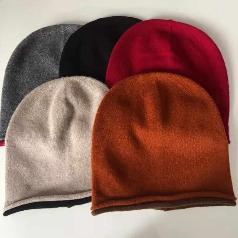 2025 Winter Unisex 100% wool Hats Outdoor Casual Keep Warm Solid Color Cashmere Knitted Beanie Hat Women /Men Skullies Caps