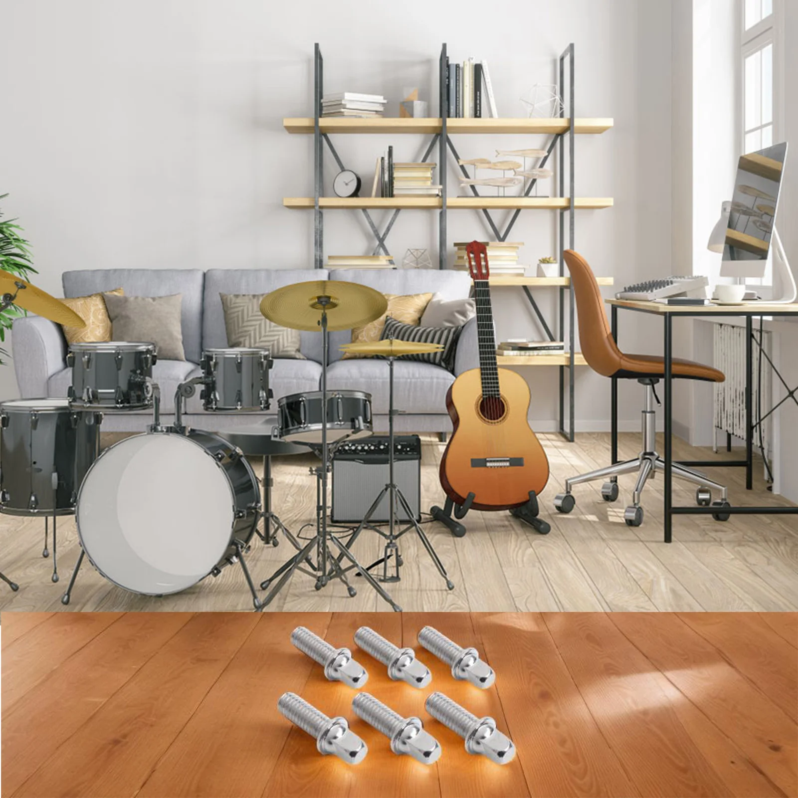 6 stücke Trommel Spannstange Schrauben 20/25/25mm Metall Gewinde Außen Quadratische Schrauben Für Snare Drum bolzen Zubehör – Detail 5