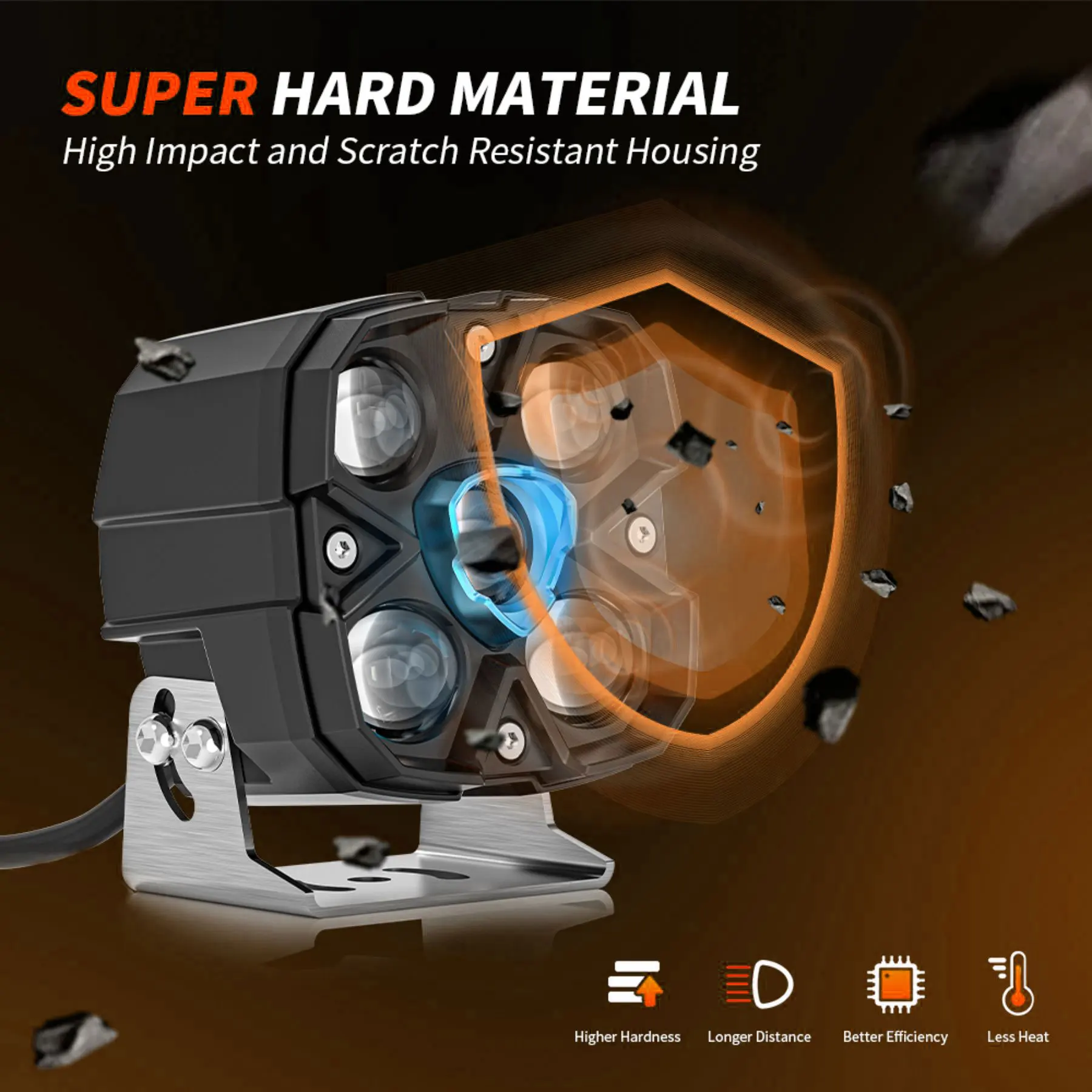 Additional LED Headlights Work Light Bar Daytime Driving LED Work 6000K Spot Com