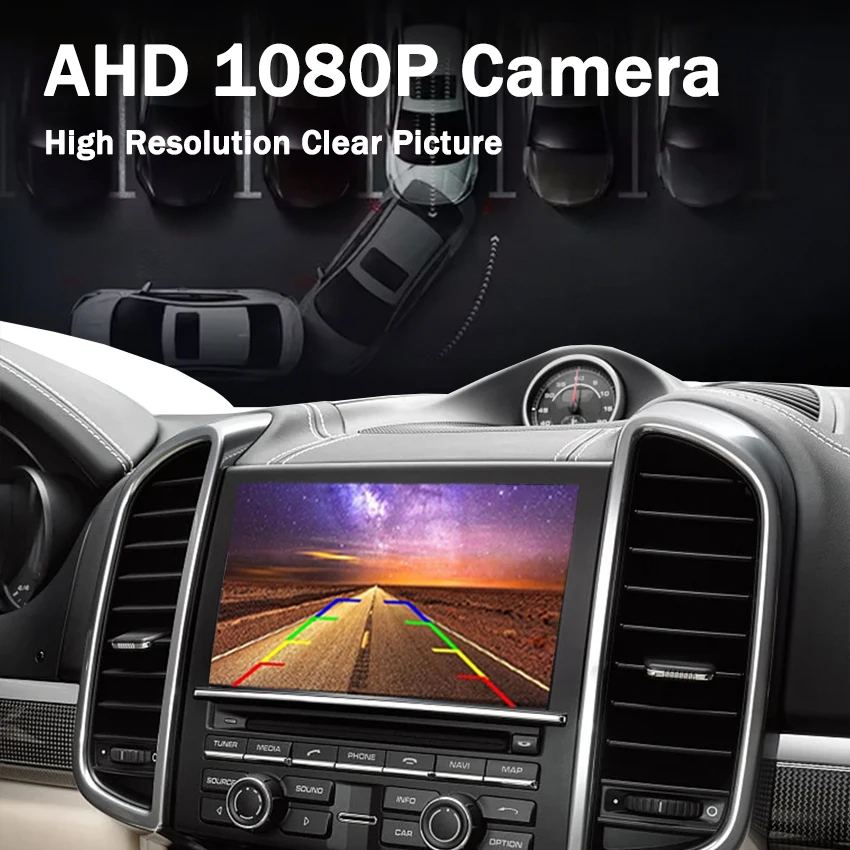 AHD 1080P 170 ° 스코다 슈퍼브 MK2 2008 2009 2010 2011 2012 2013 2014 차량 트렁크 핸들 카메라 모니터용 어안 후방 카메라