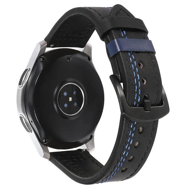 20Leather band for Samsung Galaxy watch 4/classic/Active 2 46mm/42mm/40mm/44mm for bracelet Amazfit GTS 2/3/mini 20mm 22mm strap Black blue 6