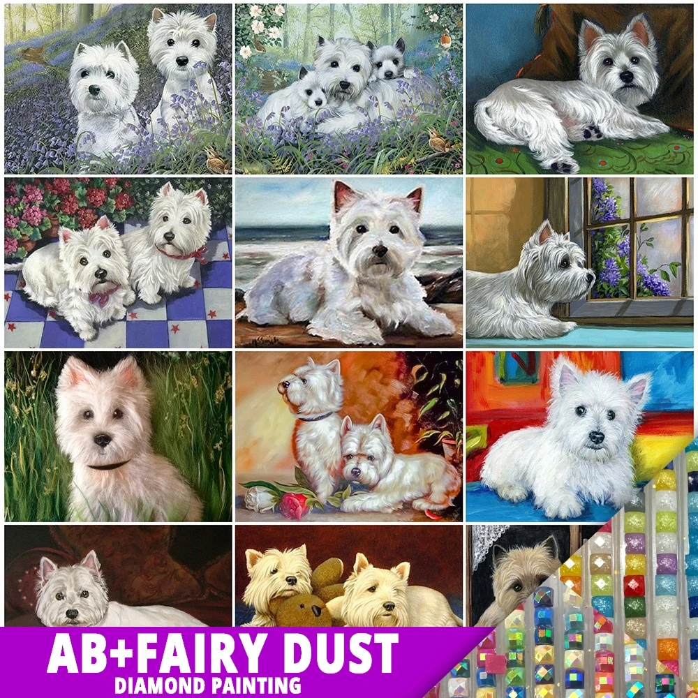 

AB Fairy Dust Diamond Painting 5D Embroidery Animal Rhinestone Dog Cross Stitch Mosaic Handicraft Full Drill DIY Crafts