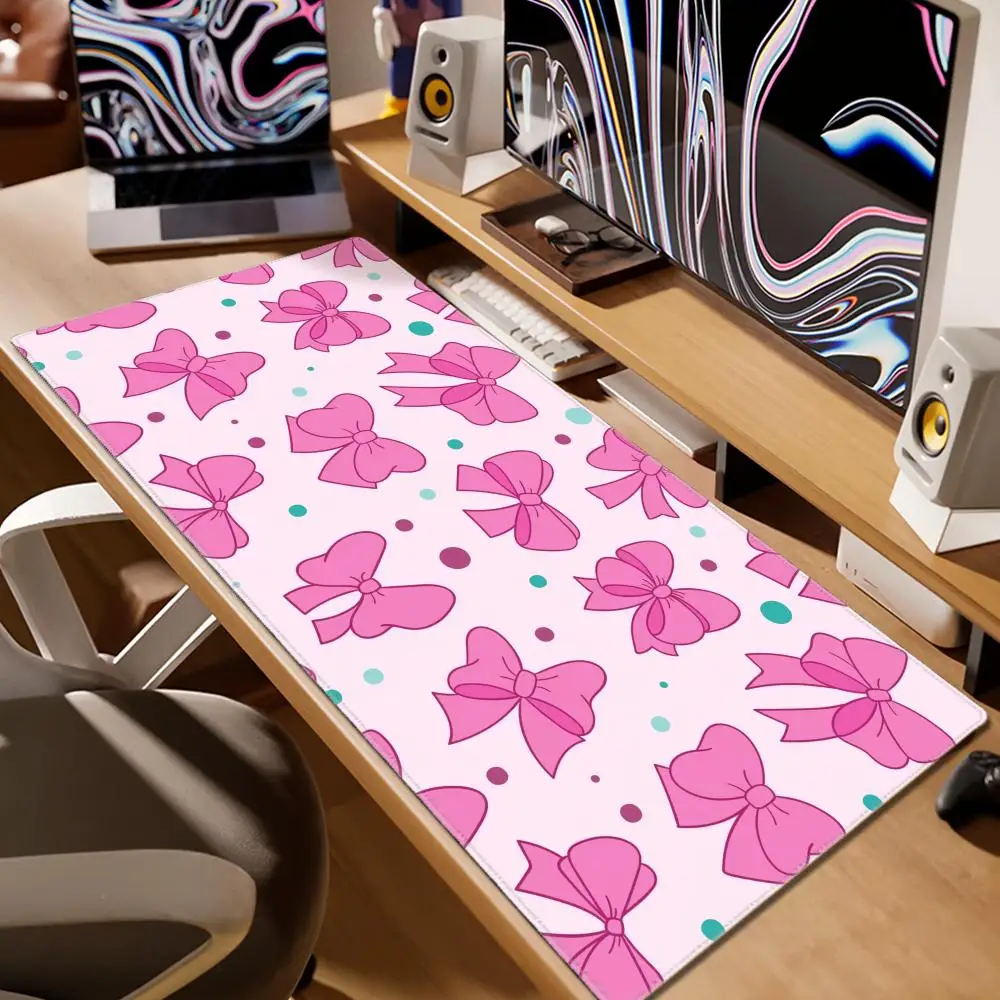 Pink Girl Mouse Pad PU Leather Waterproof Anti-slip Office Study Desk Mat Large Size Cute Computer Keyboard Pad Placemats - 7