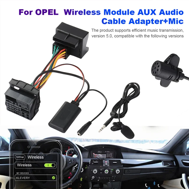 Kit de câblage mains libres pour microphone, récepteur de musique,  adaptateur AUX, Bluetooth 5.0, OPEL Corsa