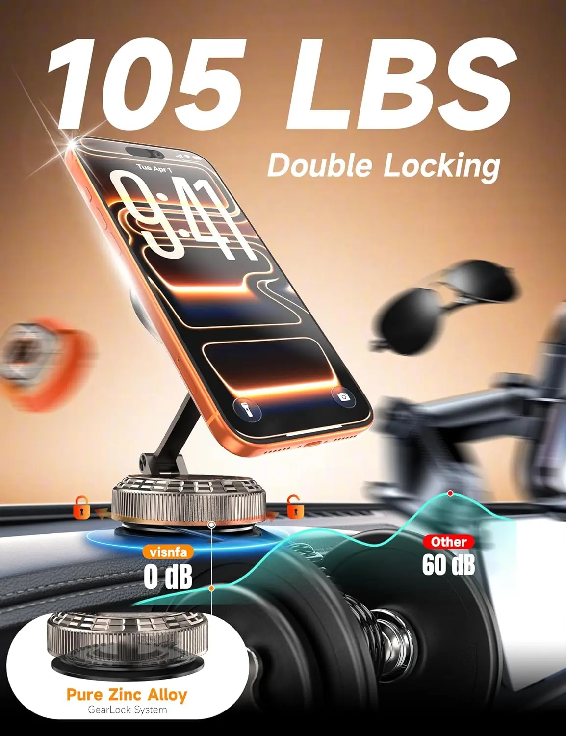 Vacuum Magnetic Phone Holder for Your Car [105+LBS Suction & 3800gf Magnetic] 360° Adjustable Stand for iPhone 17 16 15 14 13 12