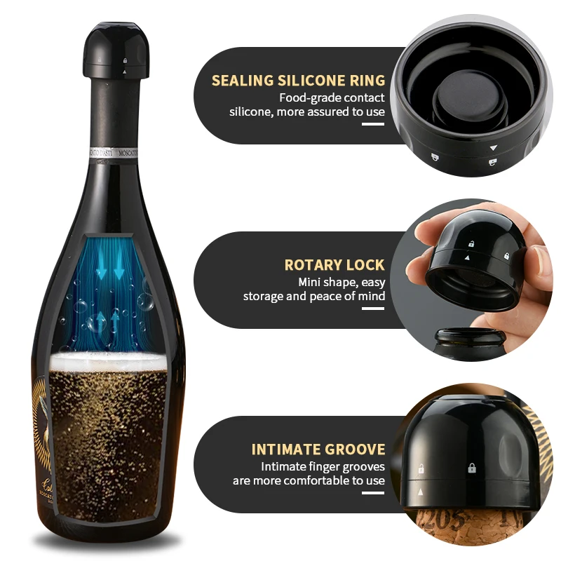 Tappi Per Vino HOTUT - 3 Pezzi, Sottovuoto, Per Champagne E Vino, Mantengono La Freschezza - Foto 4