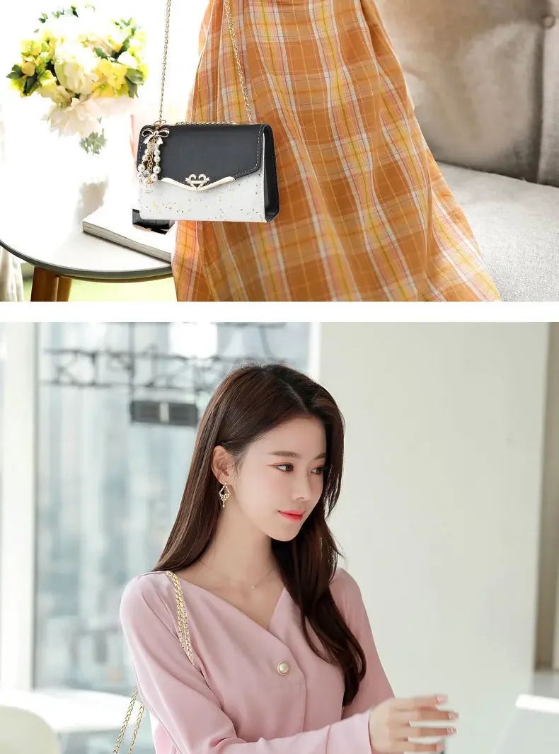 Fashionable Bright Leather Chain Crossbody Bag Women's Single Shoulder Small Square Bag Hot Sale of the Season New Style