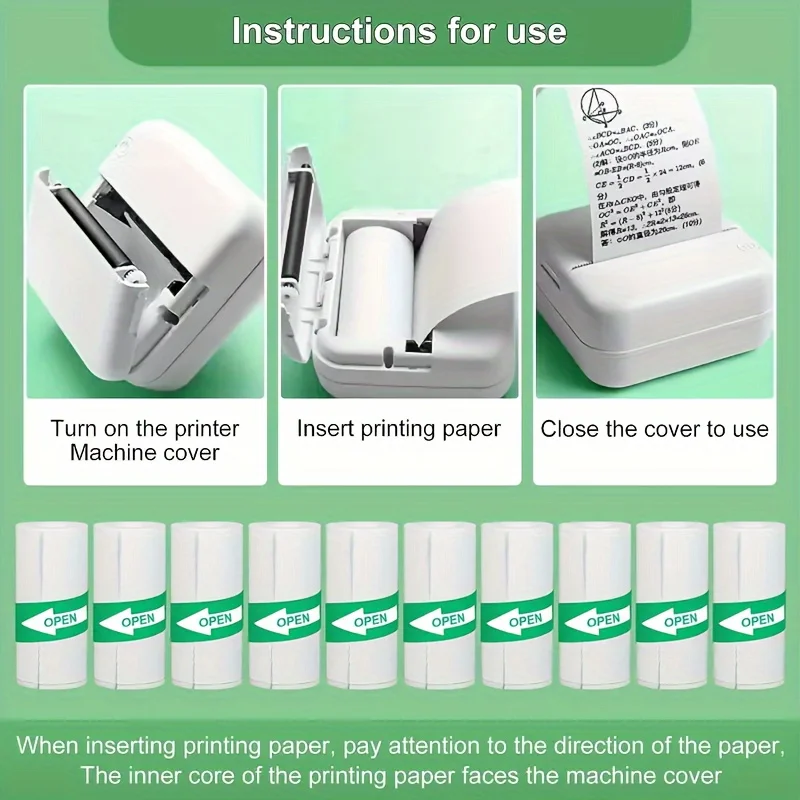 Mini Printer Paper, Long Printer Paper 57 x 25 mm Self Adhesive Thermal Paper Printable Sticker Paper for Pocket Thermal Printer