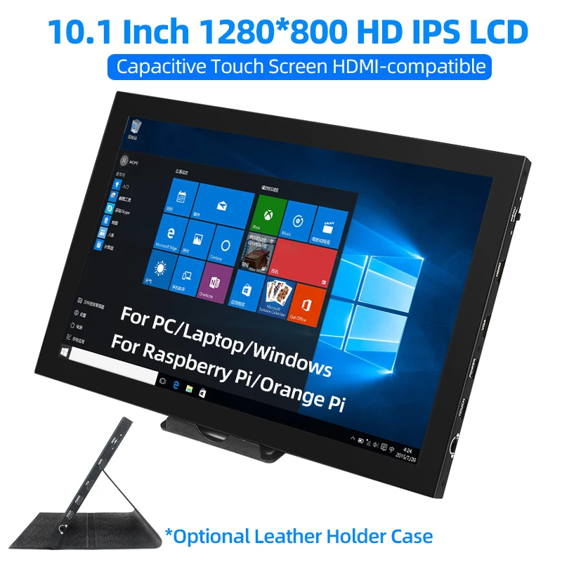 Ips Lcd Portátil Touch Screen Display com Suporte para Alto-falante Hdmi-compatível para pc Raspberry pi Laranja pi 10.1 1280×800 hd