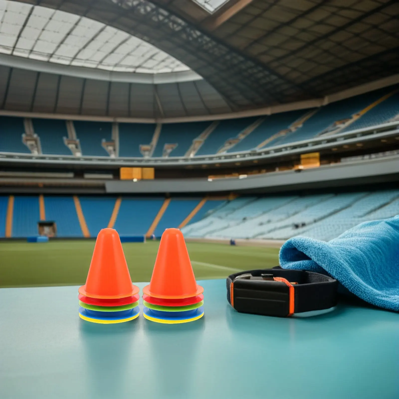 30개 다기능 스포츠 마커 콘, 생생한 색상의 스케이팅 훈련 콘, 둥근 상단, 안전한 배치, 축구용