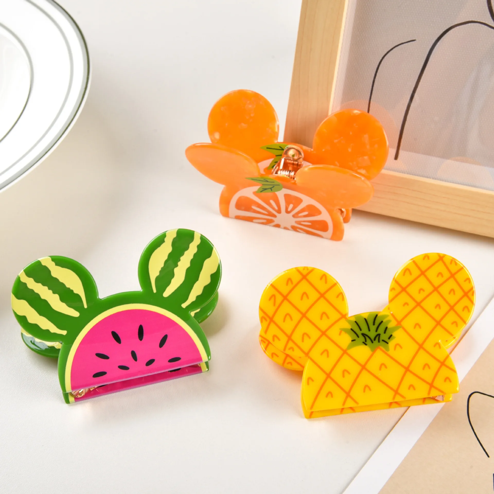 Muweordy Cartoon Mickey Acetate Hair Claw for Women Girls Popular Hair Catches Princess Crab Hair Clip Fashion Hair Accessories