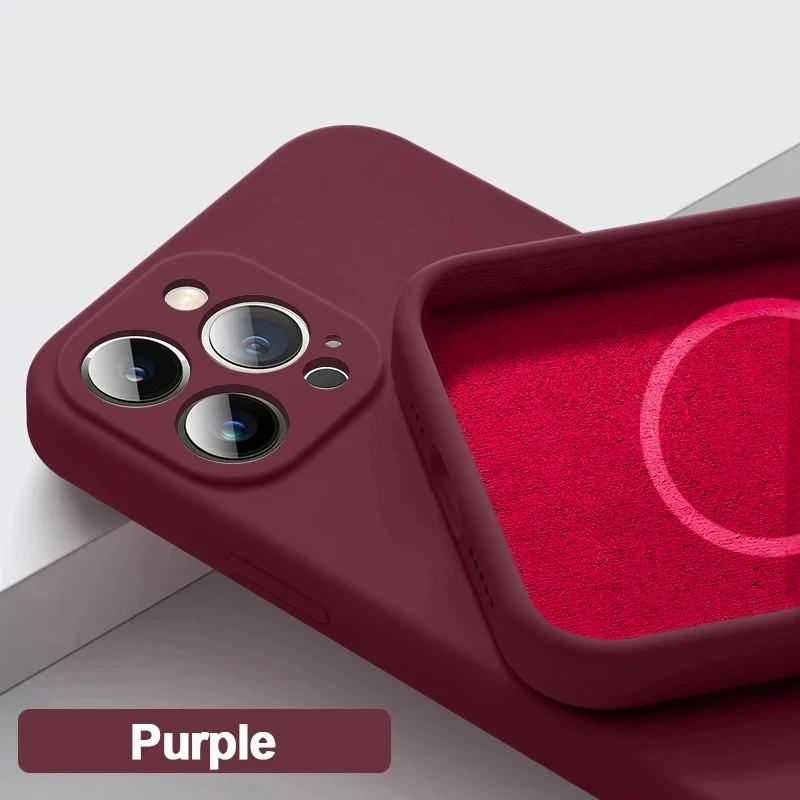 Premium Magnetic Liquid Silicone Phone Case with Wireless Charging Support