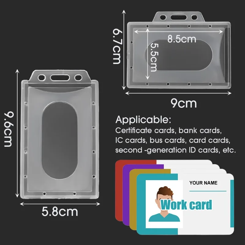 Transparent Work Card Holders Multi-use Plastic ID Card Protector Cover Case Badge Sleeve Office School Supplies 10/5/1PCS
