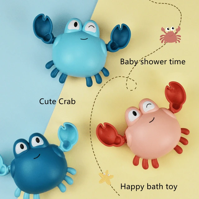 Cartoon Little Crab Baby Bath Toy Wind-up Clockwork Toys for Toddler Kids Bathroom Beach Swimming Shower Bathtub Toys 4