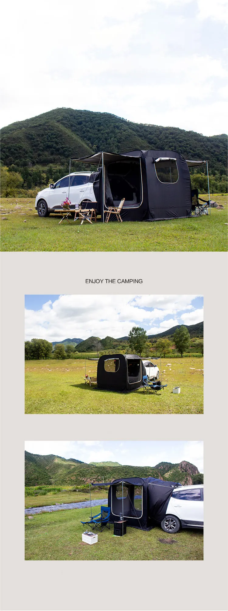 Tienda de campaña trasera para coche, toldo de sombra Universal para  autoconducción, equipo de viaje, accesorios para Camping familiar -  AliExpress