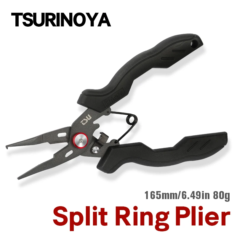 

TSURINOYA Split Ring Fishing Pliers Stainless Steel Fish Line Cutter Scissors RS-165 80g Fish Hook Remover Multifunction Tools