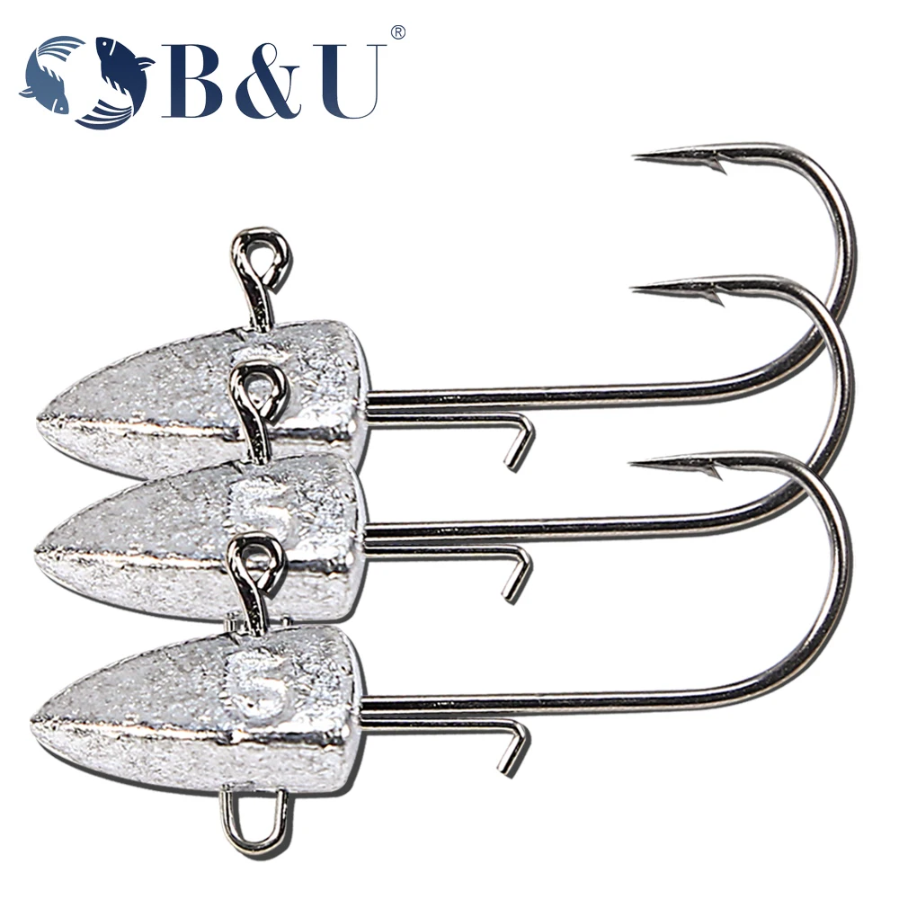 

B&U Dart Jighead Fishhooks 3.5g 5g 7g 10g 14g Worm Fishing Lure Hook Soft Lure Jig Head Artificial Bait Fishing Tackle