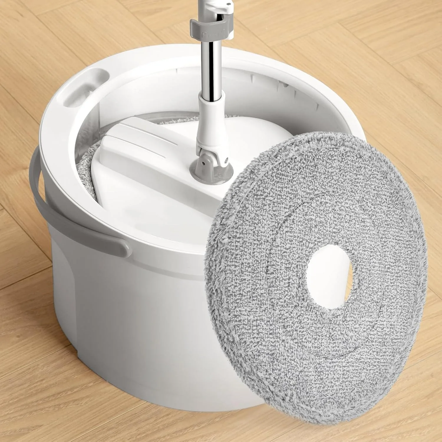 1-10pcs Round MOP Head Cloth Spin Wring for Cleaning Floors Pad Home Replacement Universal Accessories 360 Rotating Barrel Towel 3
