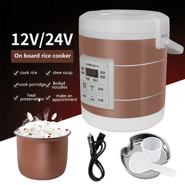 1 Cup Mini Rice Cooker Steamer 12V For Car, Cooking For Soup Porridge and  Rice, Cooking Heating and Keeping Warm Function, Can be Used As a Electric