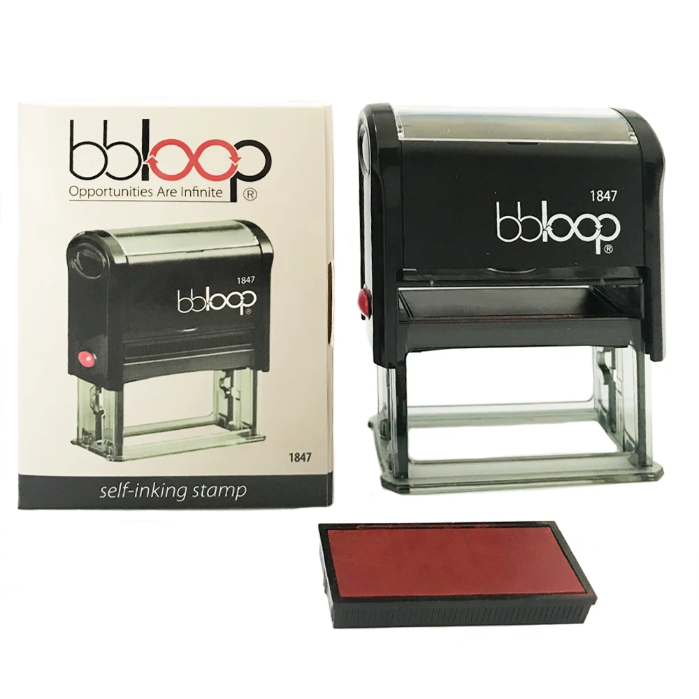 Bbloop Custom Rectangular Office 1-4 Lines Self-Inking Stamp