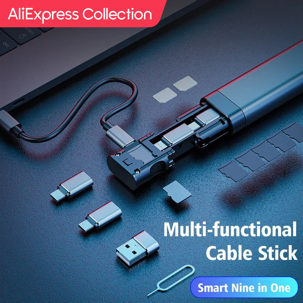 Collezione Aliexpress 9 In 1 Adattatore Da Usb A Tipo C Otg Multifunzione Data Wire Rod Kit Sim Lettore Di Memoria Per Schede Tf Custodia Per Telefono