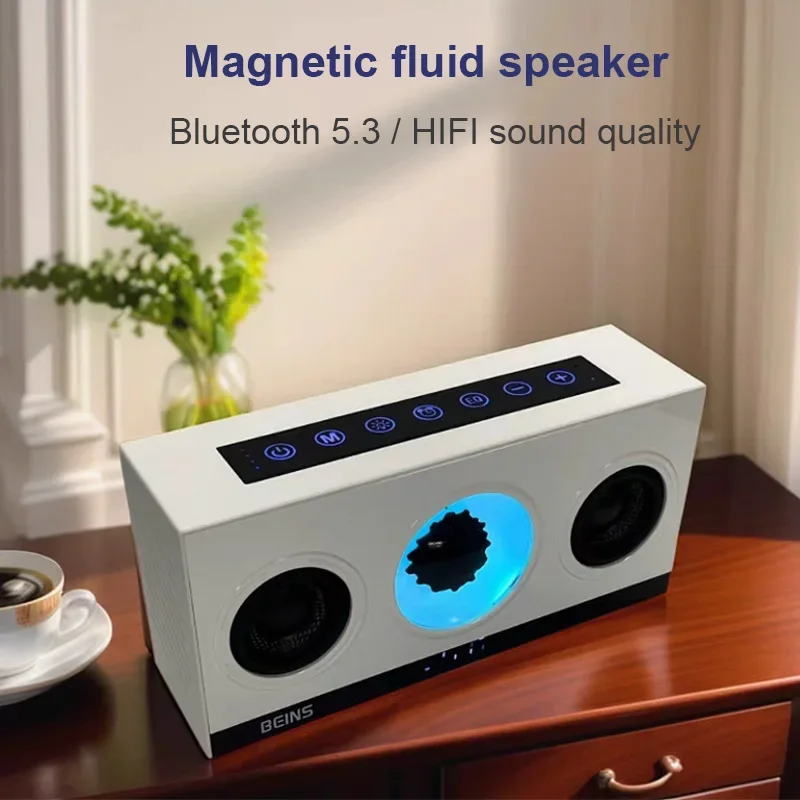 Magnetic Fluid Sound Box Pickup Bluetooth Speaker Heavy Bass Powerful HIFI Stereo Surround BT5.3 Game Desktop TF AUX Subwoofer